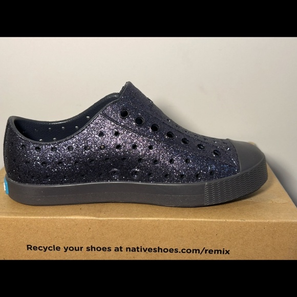 Native Jefferson Bling Slip On Shoes Glittered Onyx Bling/Onyx Little Kids C11 - Picture 3 of 14